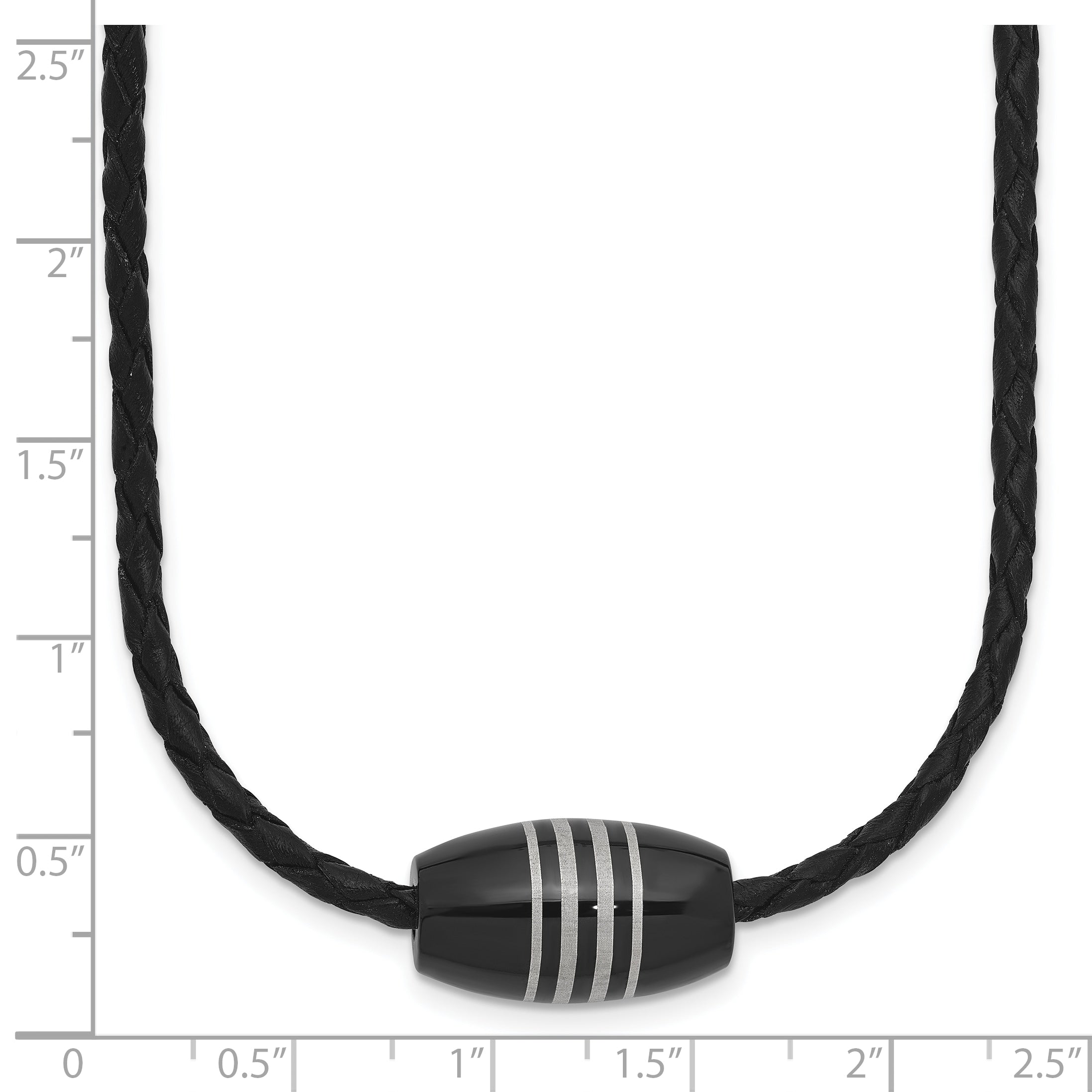 Chisel Stainless Steel Polished Black IP-plated Leather Cord 20 inch Necklace