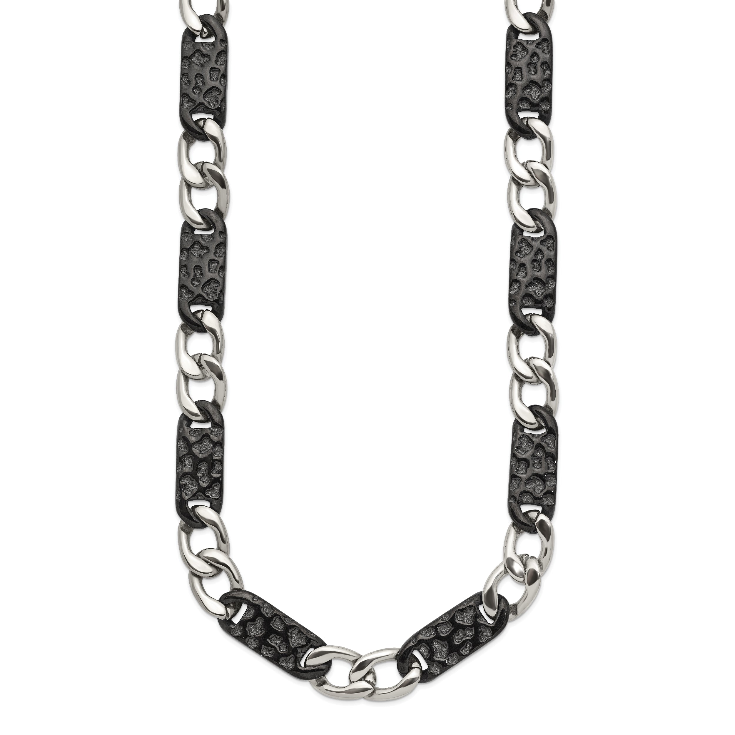 Chisel Stainless Steel Polished Black IP-plated Link 24 inch Necklace