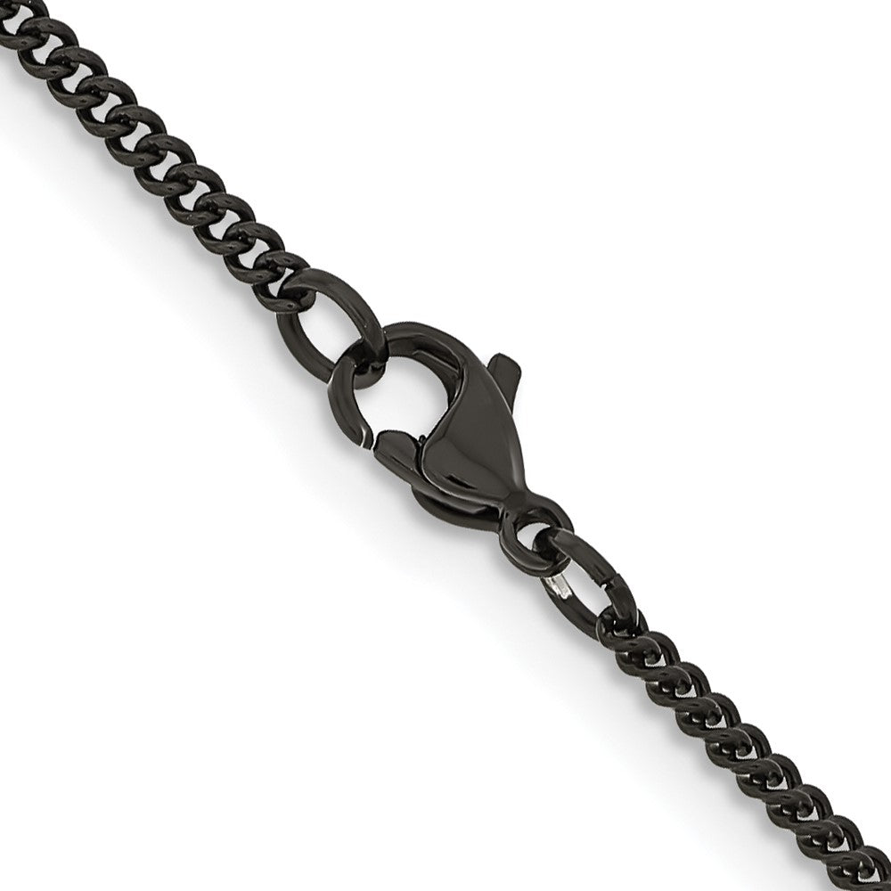Chisel Stainless Steel Polished Black IP-plated 2.25mm 20 inch Round Curb Chain