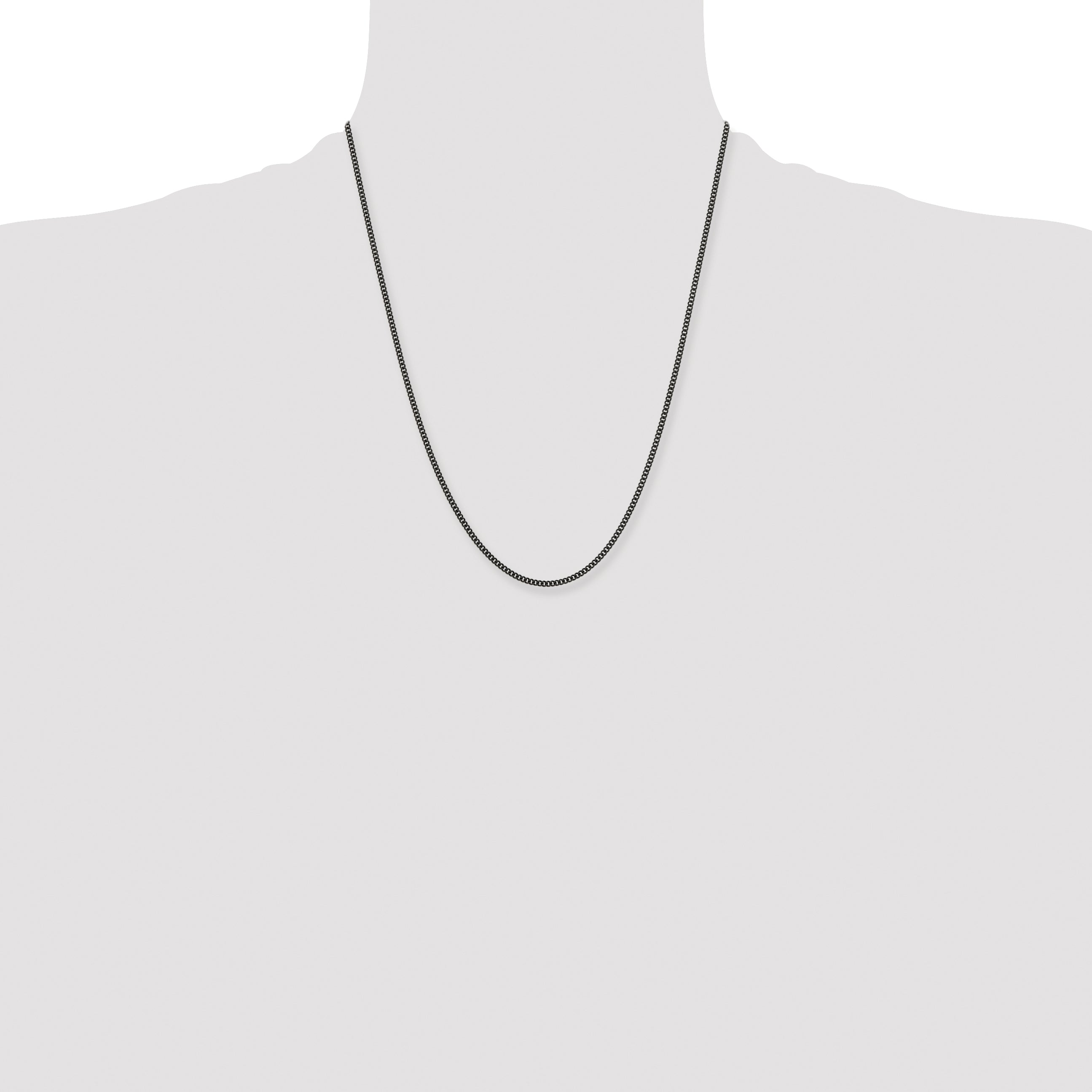 Chisel Stainless Steel Polished Black IP-plated 2.25mm 22 inch Round Curb Chain