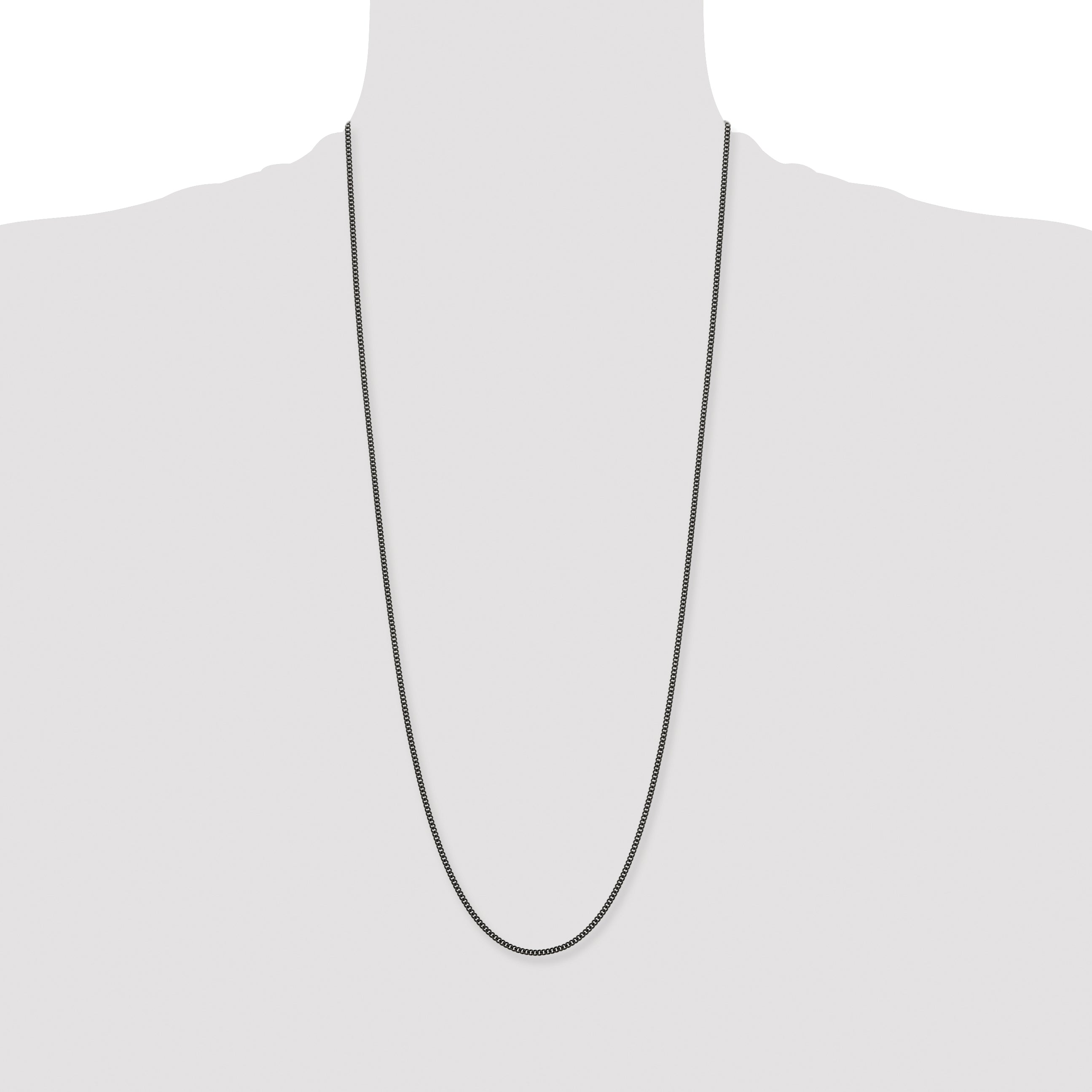 Stainless Steel Polished Black Ip-Plated 2.25Mm Round Curb Chain Srn1607