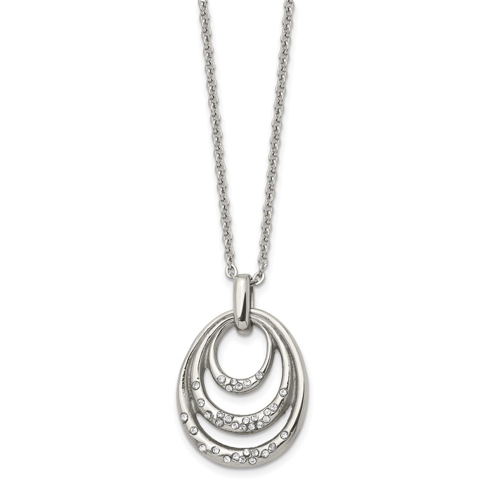 Stainless Steel Polished w/CZ Multi Circle 20in Necklace