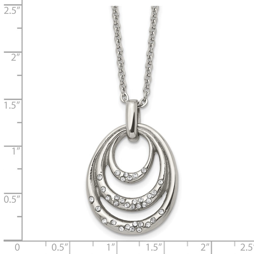 Stainless Steel Polished w/CZ Multi Circle 20in Necklace