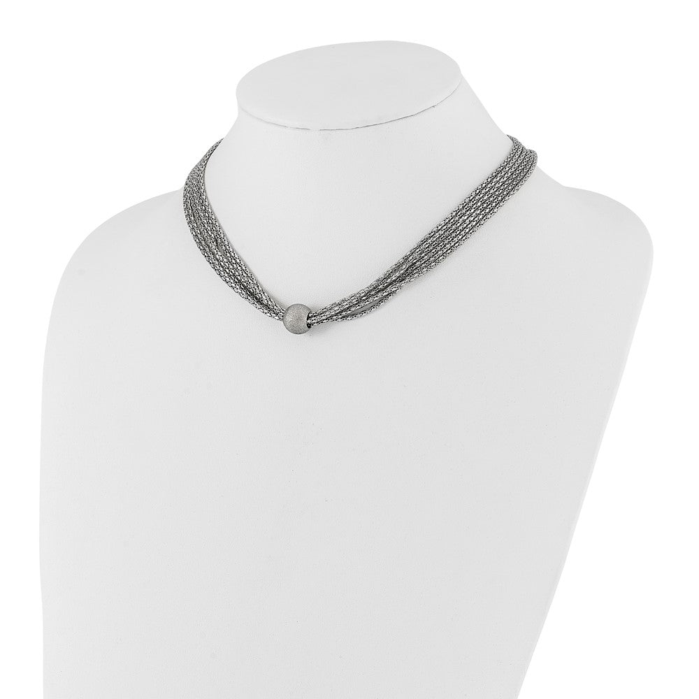 Stainless Steel Polished 6 Strand Laser Cut Bead Necklace