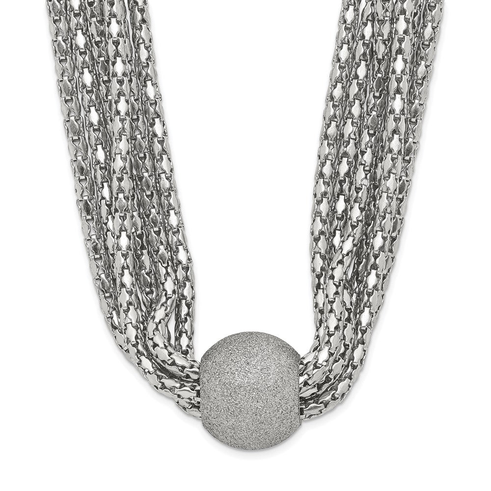 Stainless Steel Polished 6 Strand Laser Cut Bead Necklace