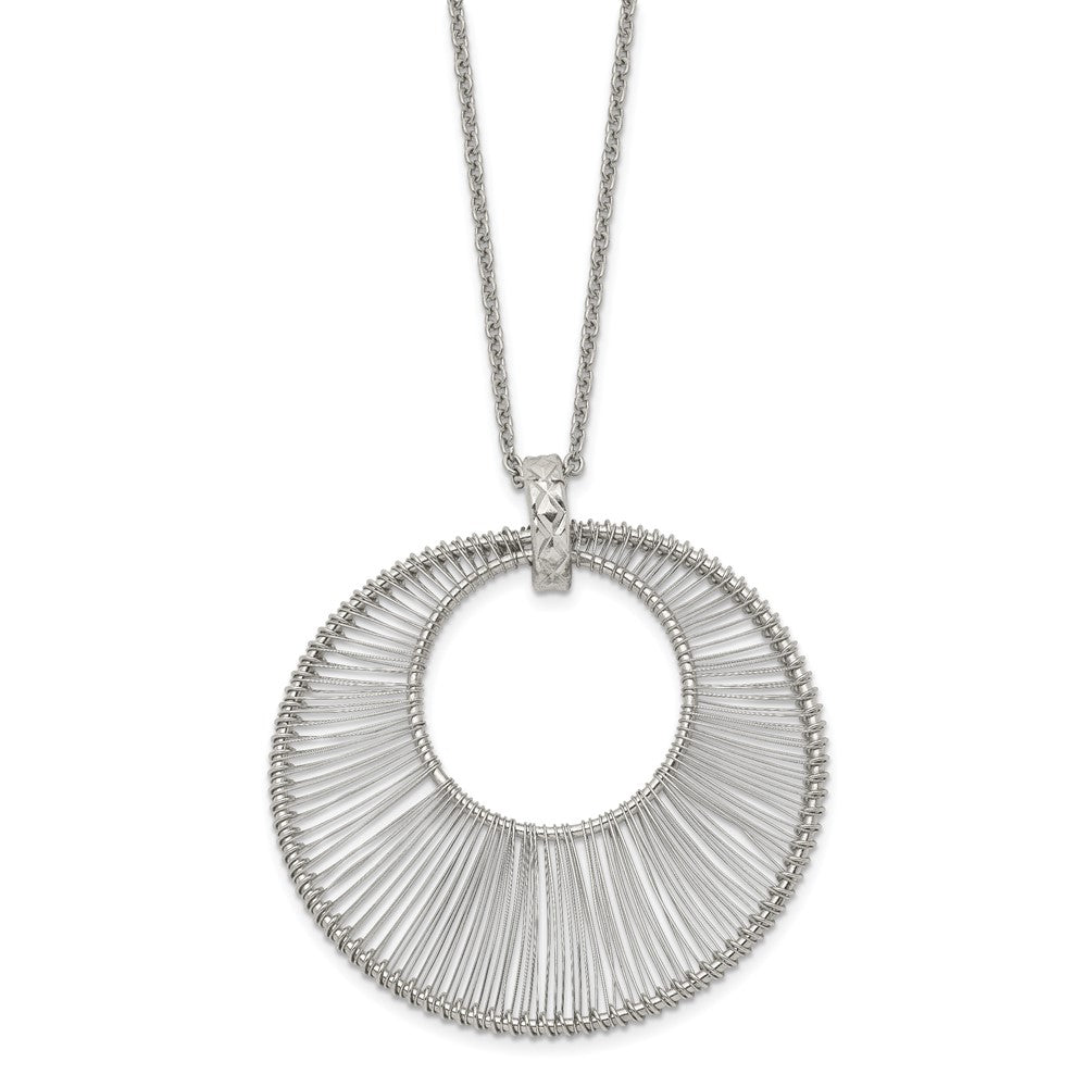 Stainless Steel Polished Wire Circle 16.5in w/2in ext Necklace