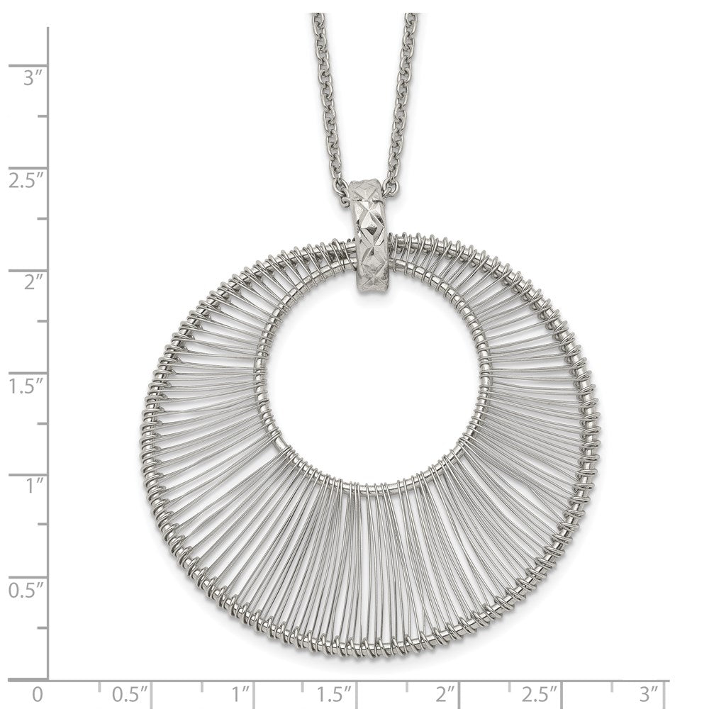 Stainless Steel Polished Wire Circle 16.5in w/2in ext Necklace