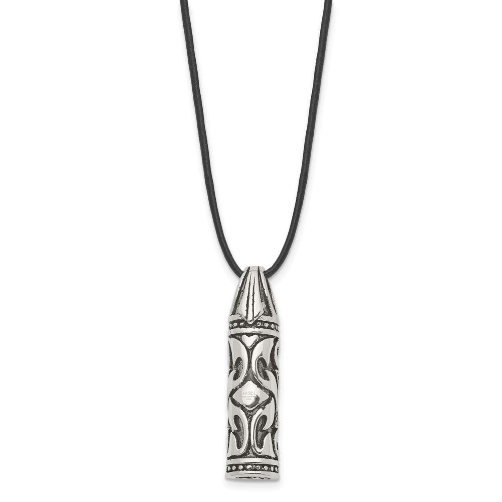 Chisel Stainless Steel Antiqued and Polished with Yellow IP-plated Accent Star of David Pendant on a 20 inch Leather Cord...