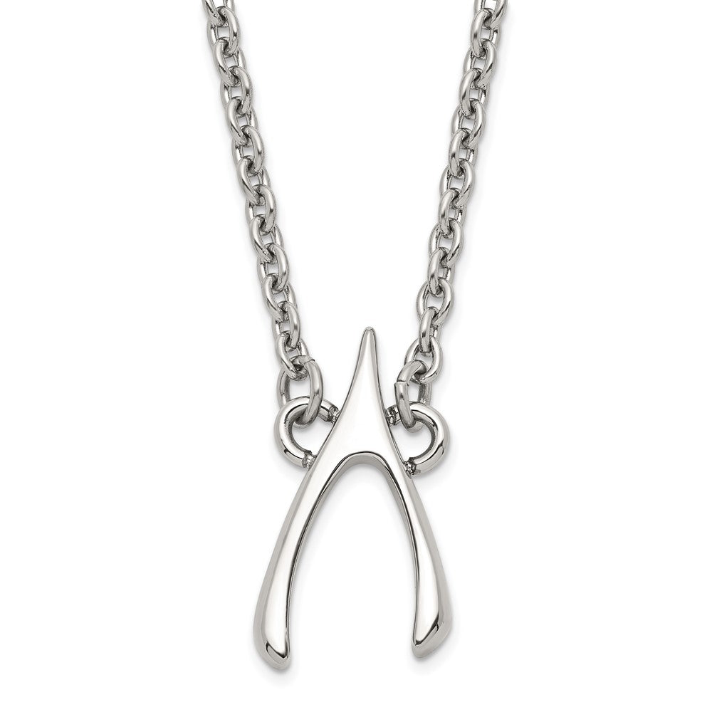 Stainless Steel Polished Wishbone Necklace