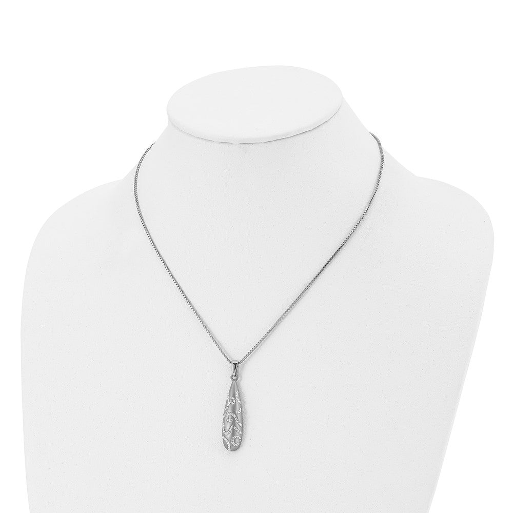 Chisel Stainless Steel Polished with Crystal Teardrop Pendant on an 18 inch Box Chain Necklace
