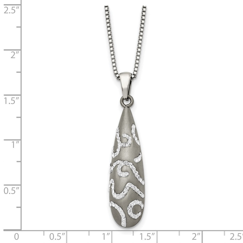 Chisel Stainless Steel Polished with Crystal Teardrop Pendant on an 18 inch Box Chain Necklace