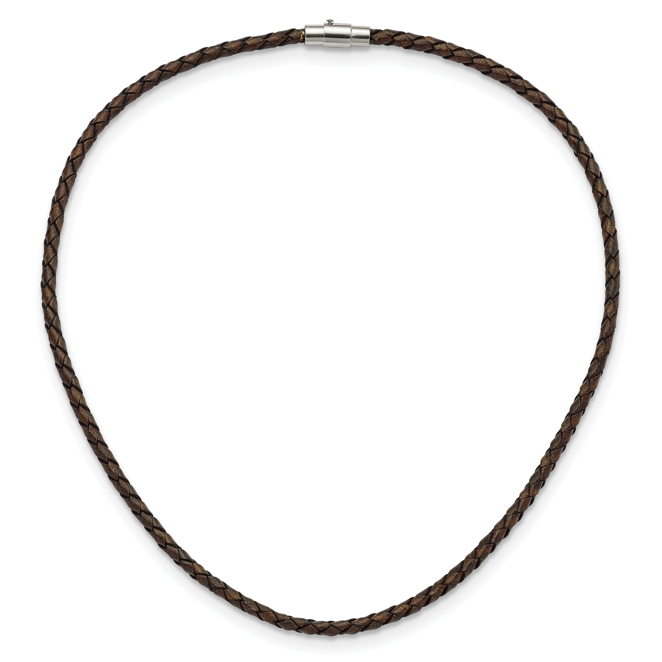 Chisel 4mm Genuine Leather Hexagon Weave 18 inch Necklace