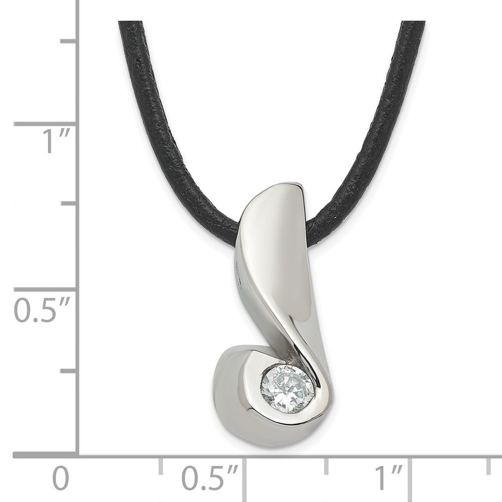 Stainless Steel CZ Pendant Necklace