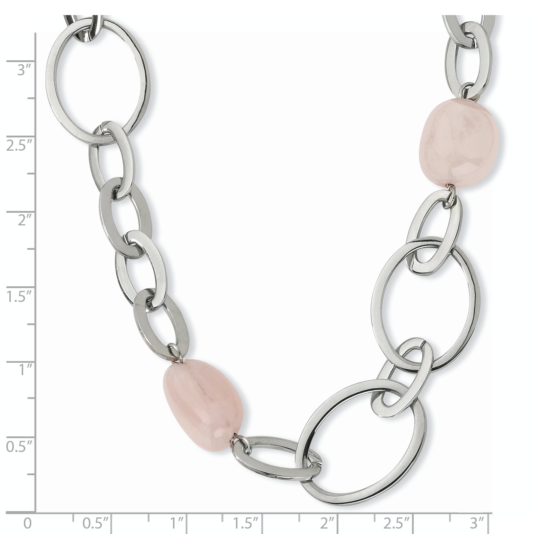 Stainless Steel Rose Quartz Necklace