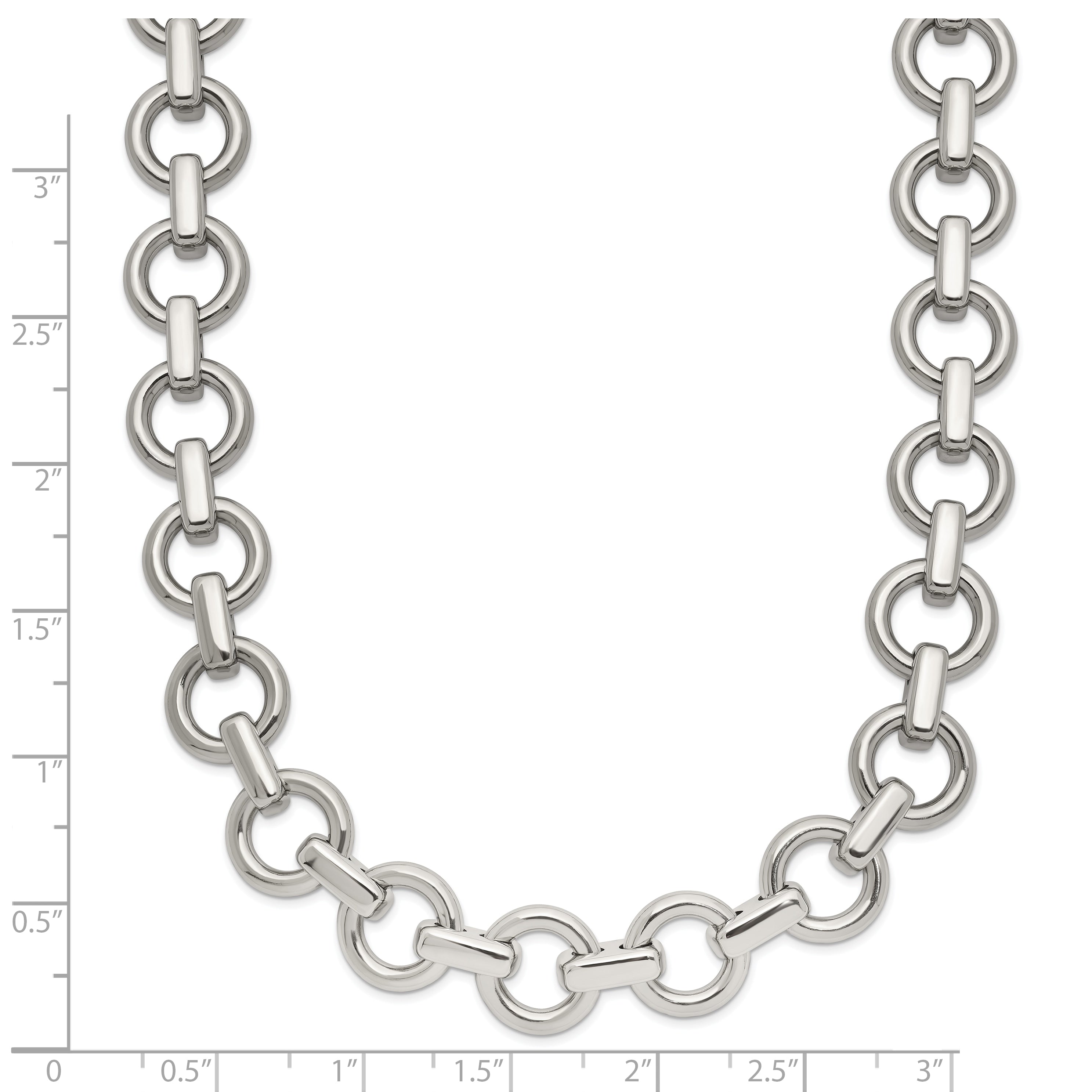 Chisel Stainless Steel Polished 20 inch Circle Link Necklace