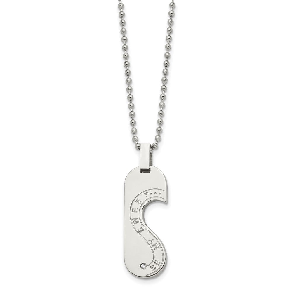 Chisel Stainless Steel Polished Rose IP-plated with CZ Heart Pendants on 22 inch Ball Chain Necklace Set