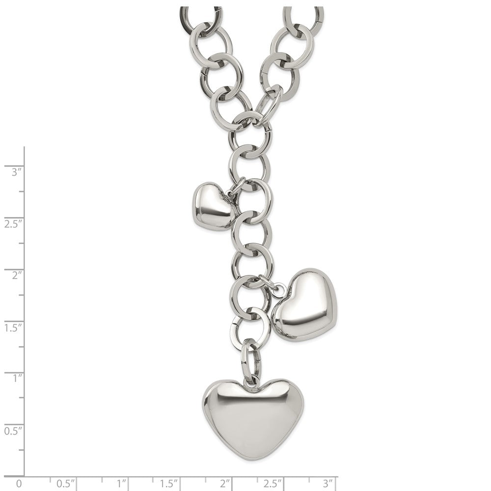 Stainless Steel Polished Hearts 28in Y Necklace