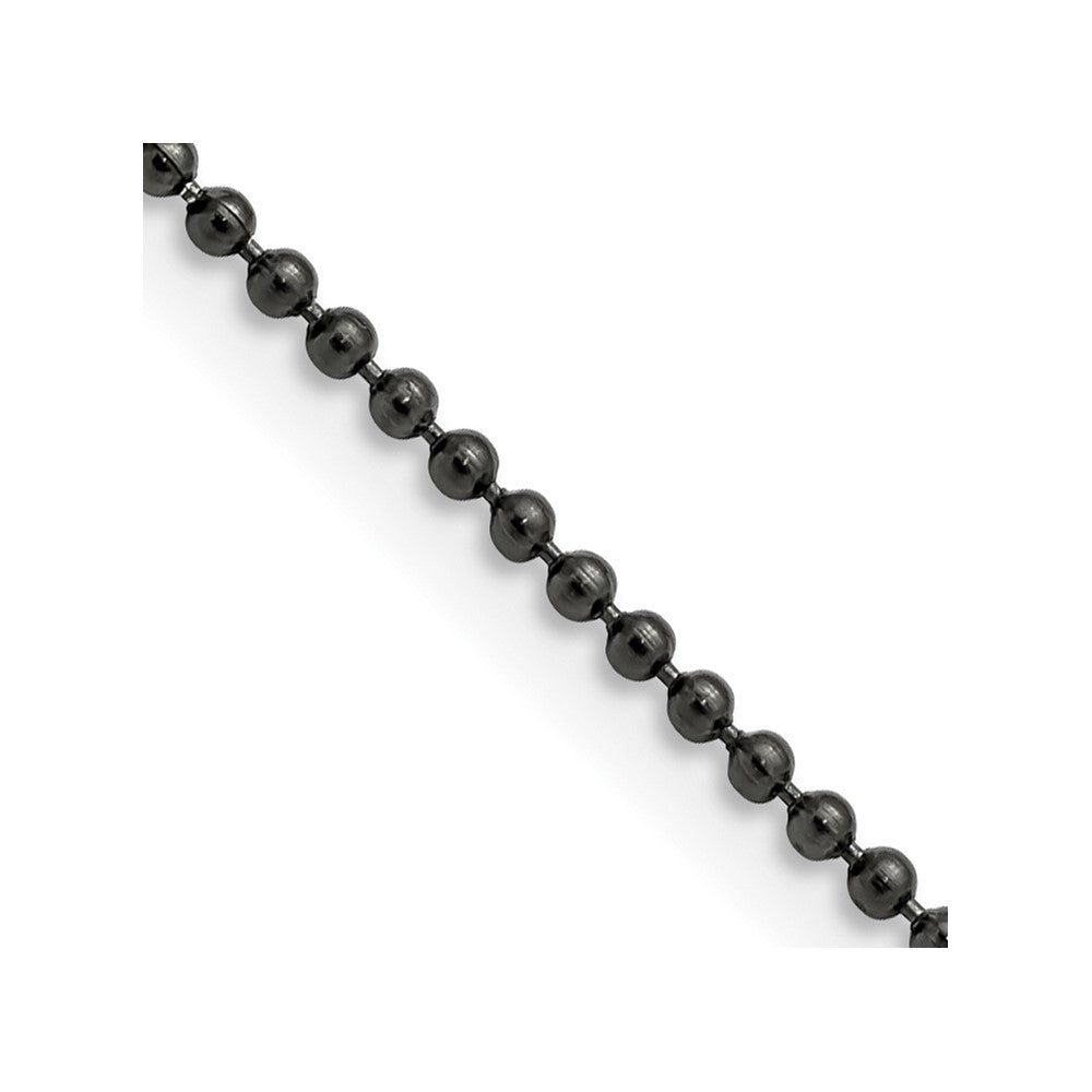 Chisel Stainless Steel Polished Black IP-plated 2mm 30 inch Ball Chain