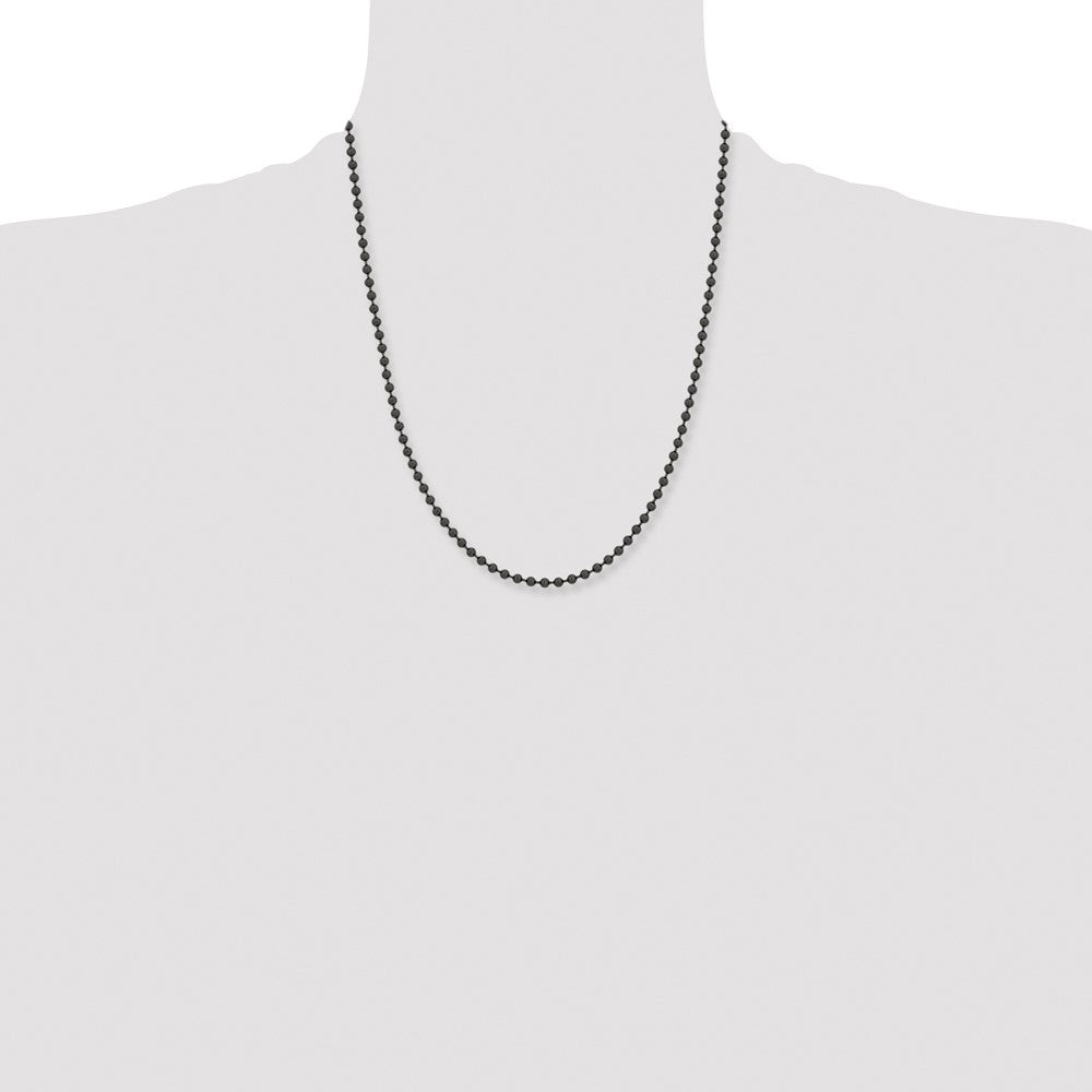 Chisel Stainless Steel Polished Black IP-plated 2.4mm 22 inch Ball Chain