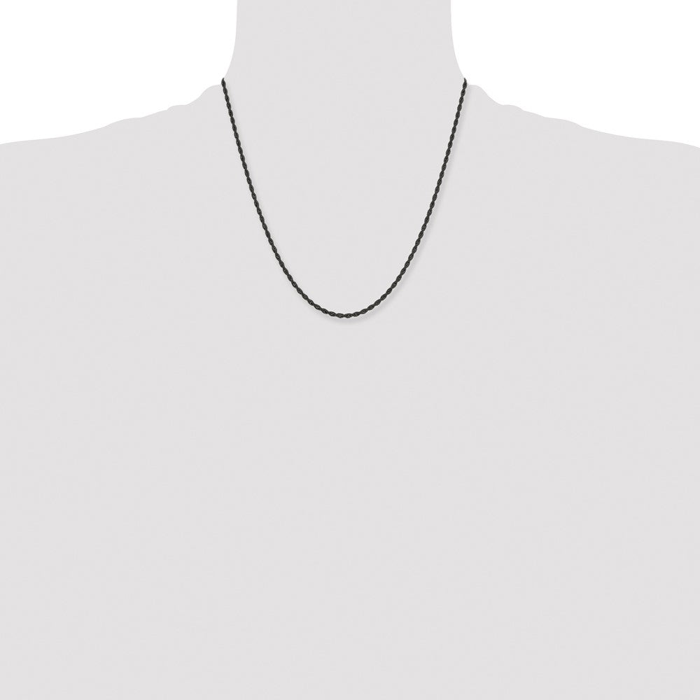 Chisel Stainless Steel Polished Black IP-plated 2.4mm 20 inch Rope Chain