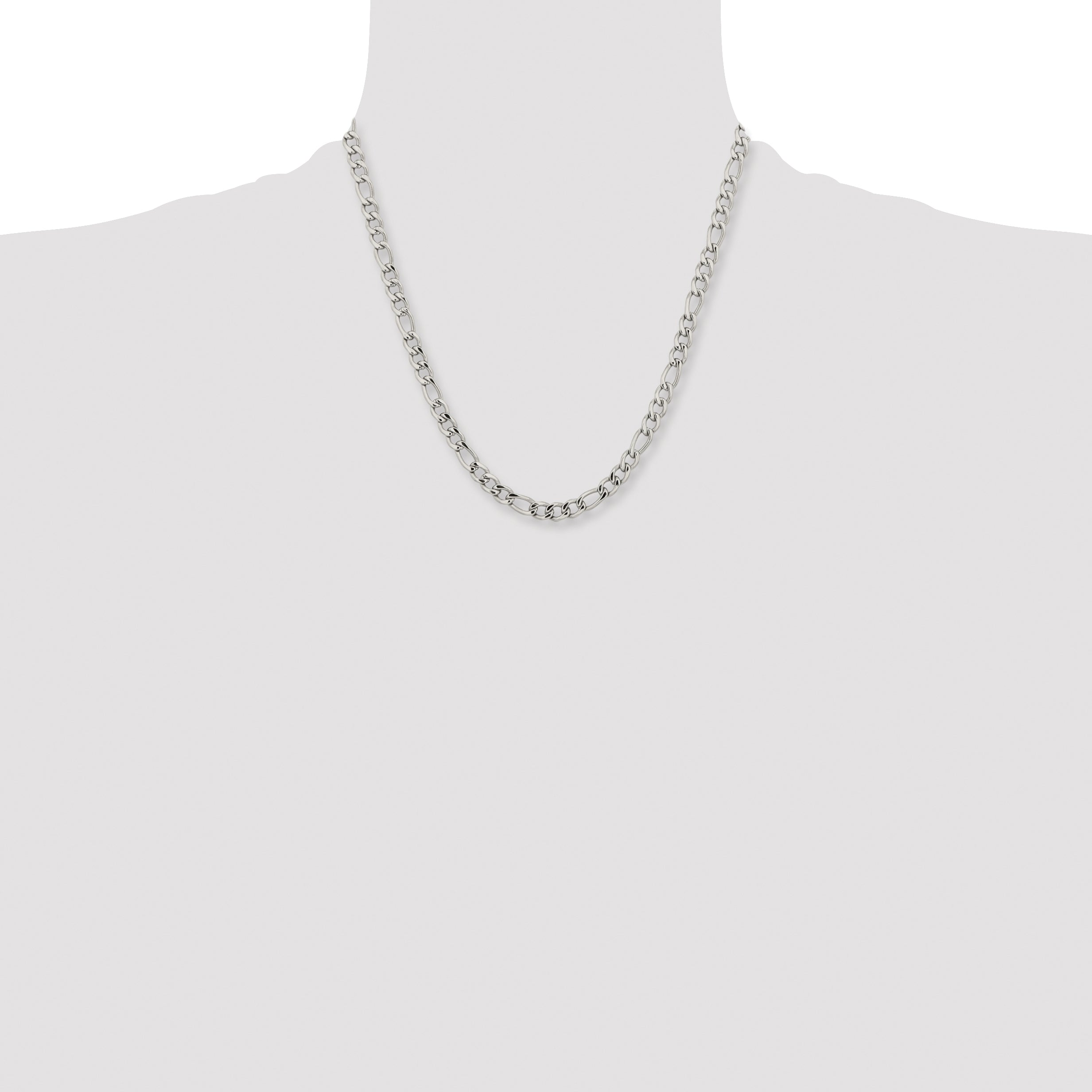 Chisel Stainless Steel Polished 5.3mm 20 inch Figaro Chain