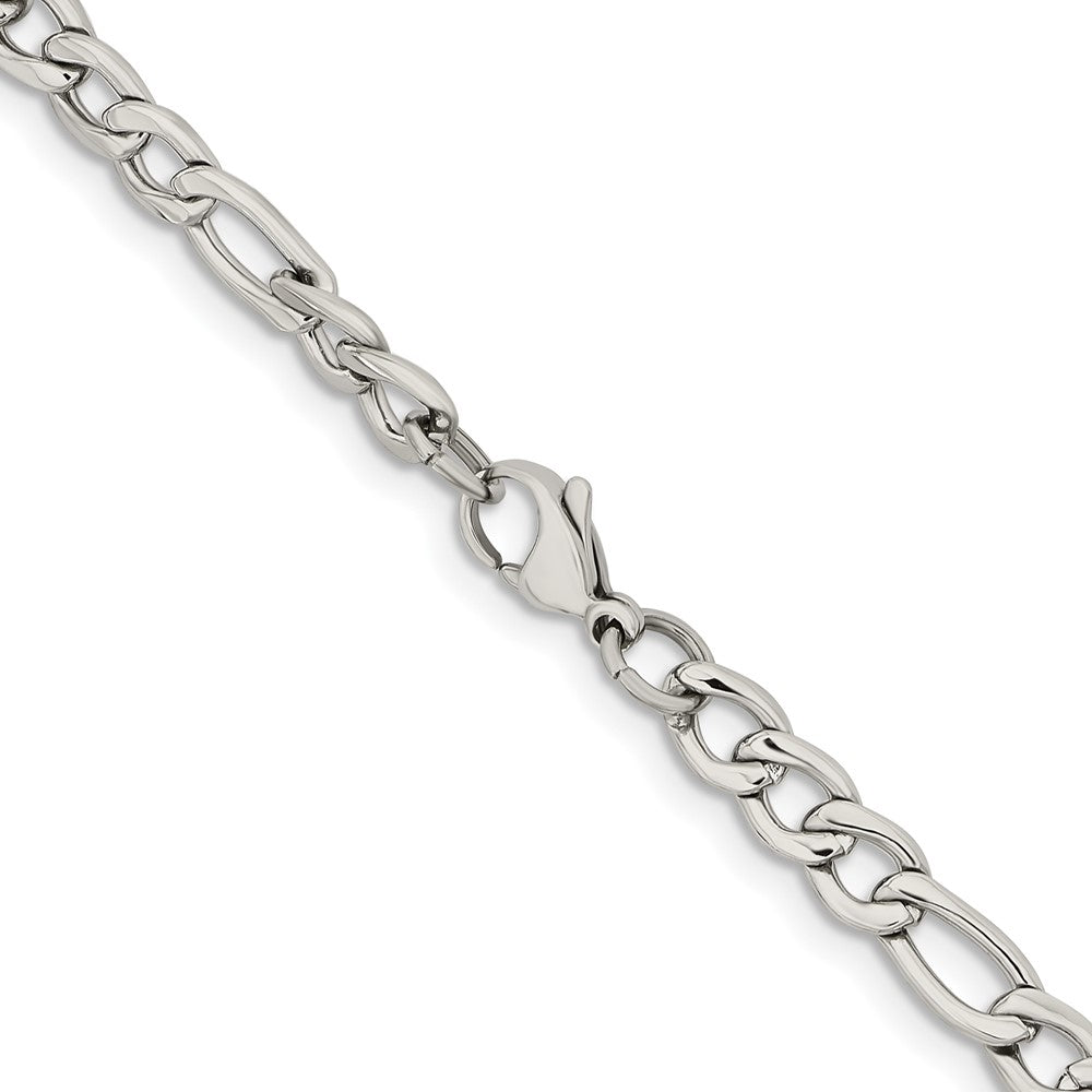 Chisel Stainless Steel Polished 6.3mm 22 inch Figaro Chain