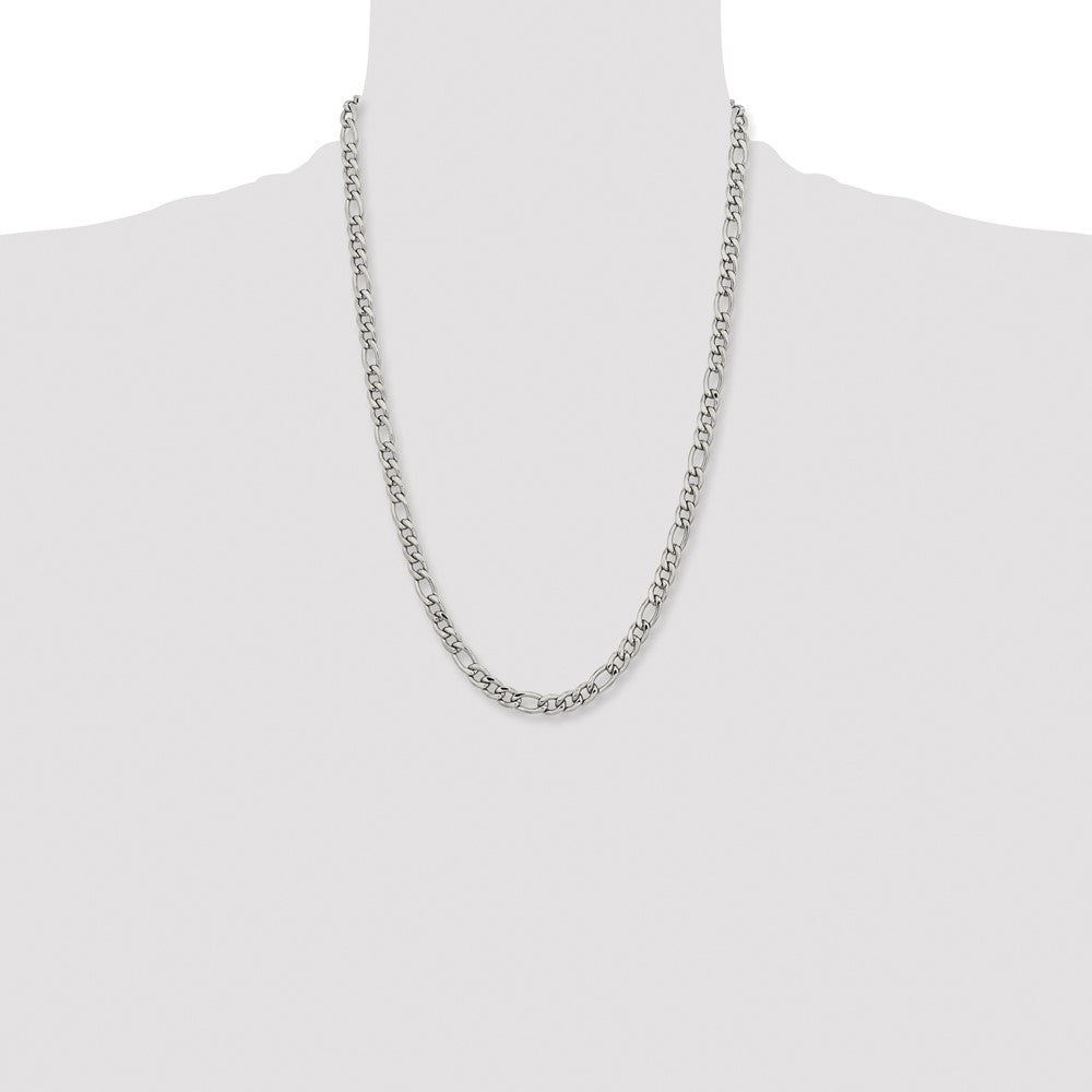 Chisel Stainless Steel Polished 6.75mm 24 inch Figaro Chain
