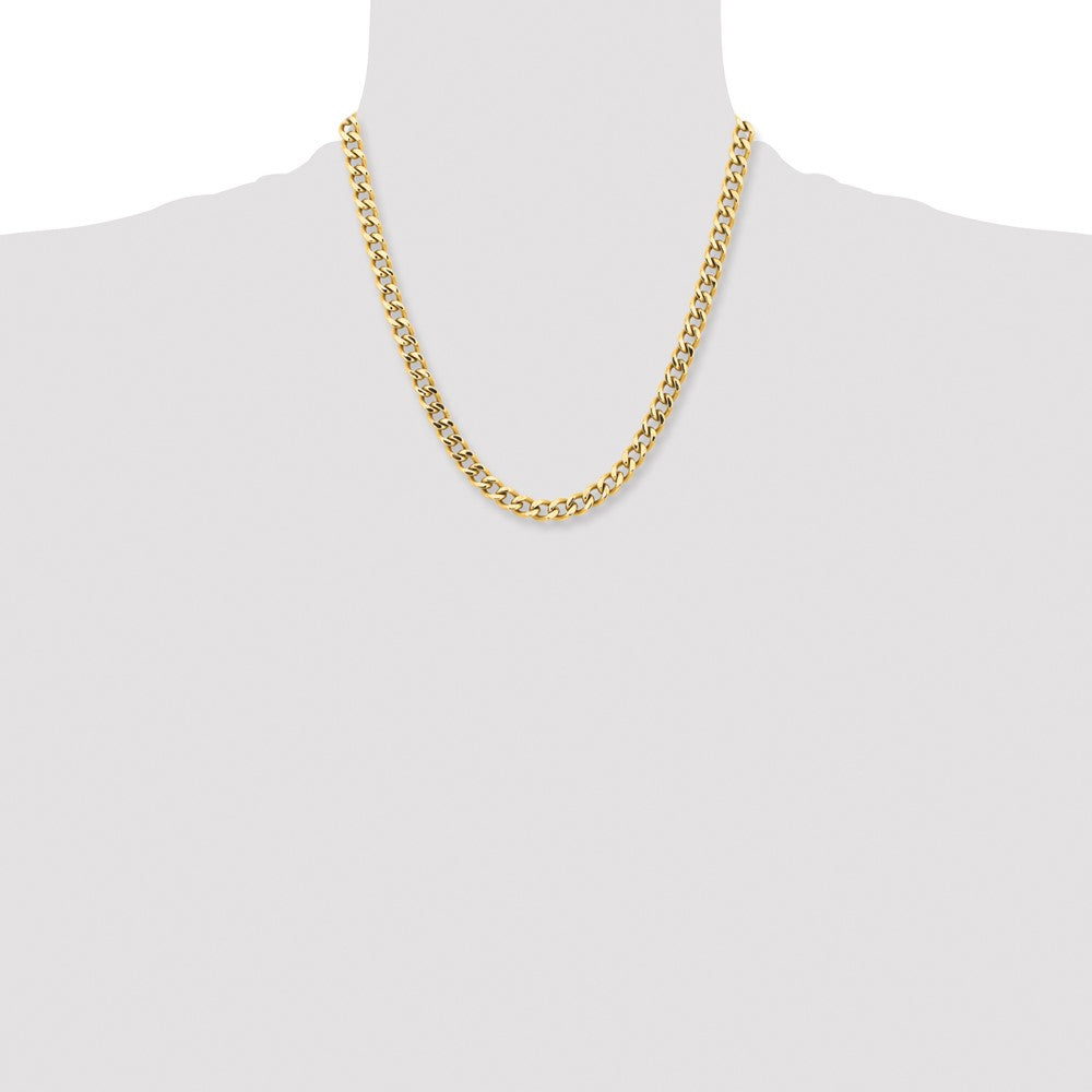 Chisel Stainless Steel Polished Yellow IP-plated 7.5mm 20 inch Curb Chain