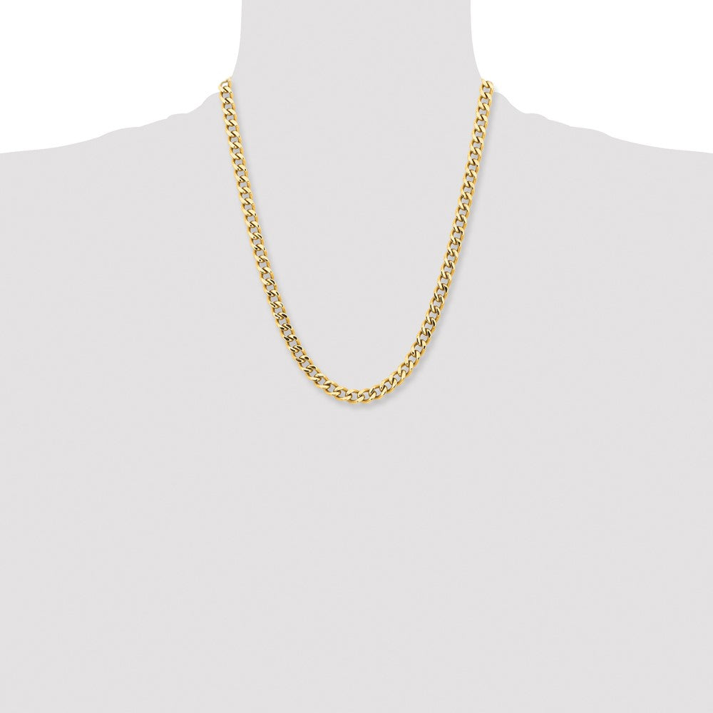 Chisel Stainless Steel Polished Yellow IP-plated 7.5mm 22 inch Curb Chain