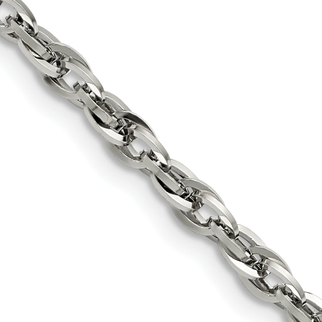 Chisel Stainless Steel Polished 4.2mm 18 inch Fancy Twisted Link Chain