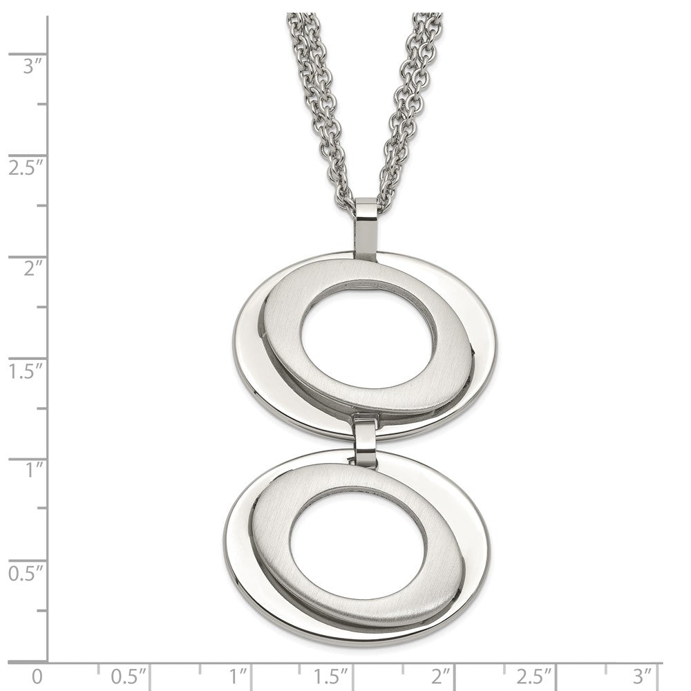 Stainless Steel Brushed & Polished Circles 16.5in w/1in ext Necklace