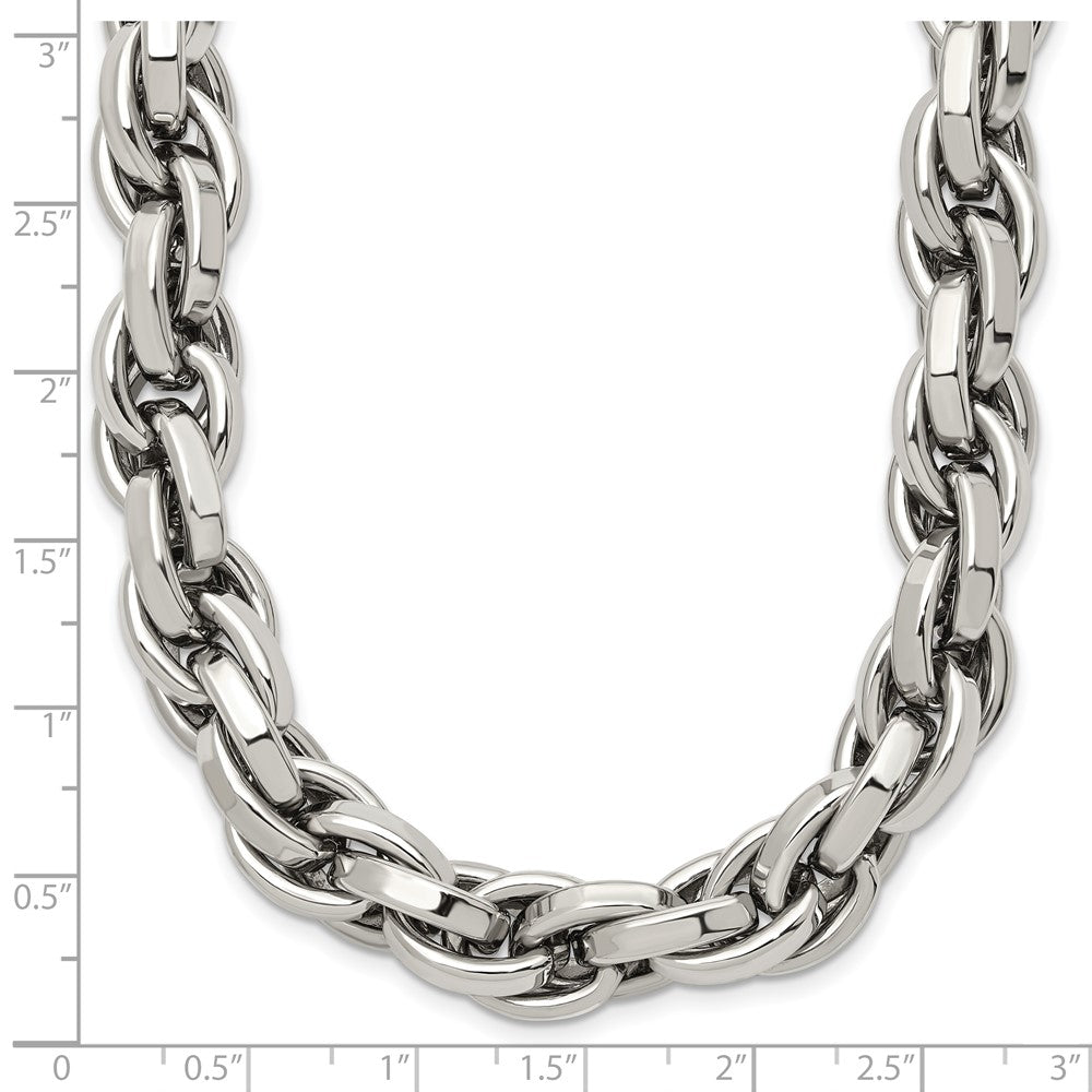 Chisel Stainless Steel Polished 24 inch Oval Link Necklace