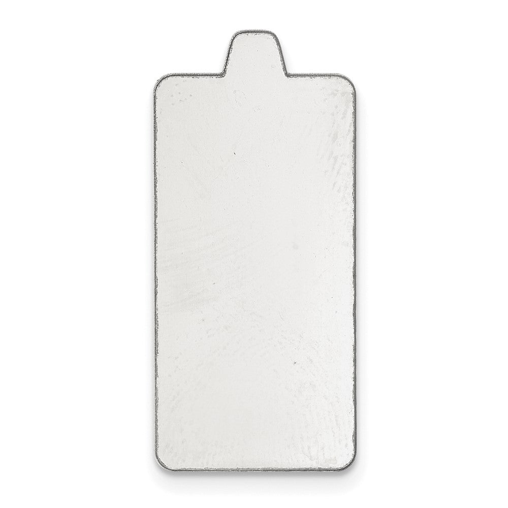 Sterling Silver Rhod-ptd Rectangle w/Round Edges w/Eyelet Stamping
