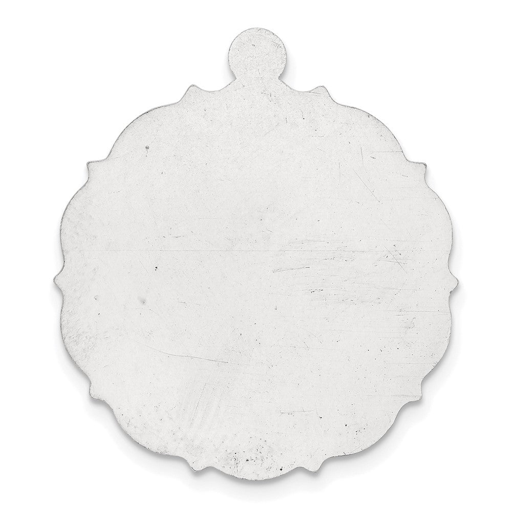 Sterling Silver Rhodium-platedFancy Disc w/Eyelet Stamping