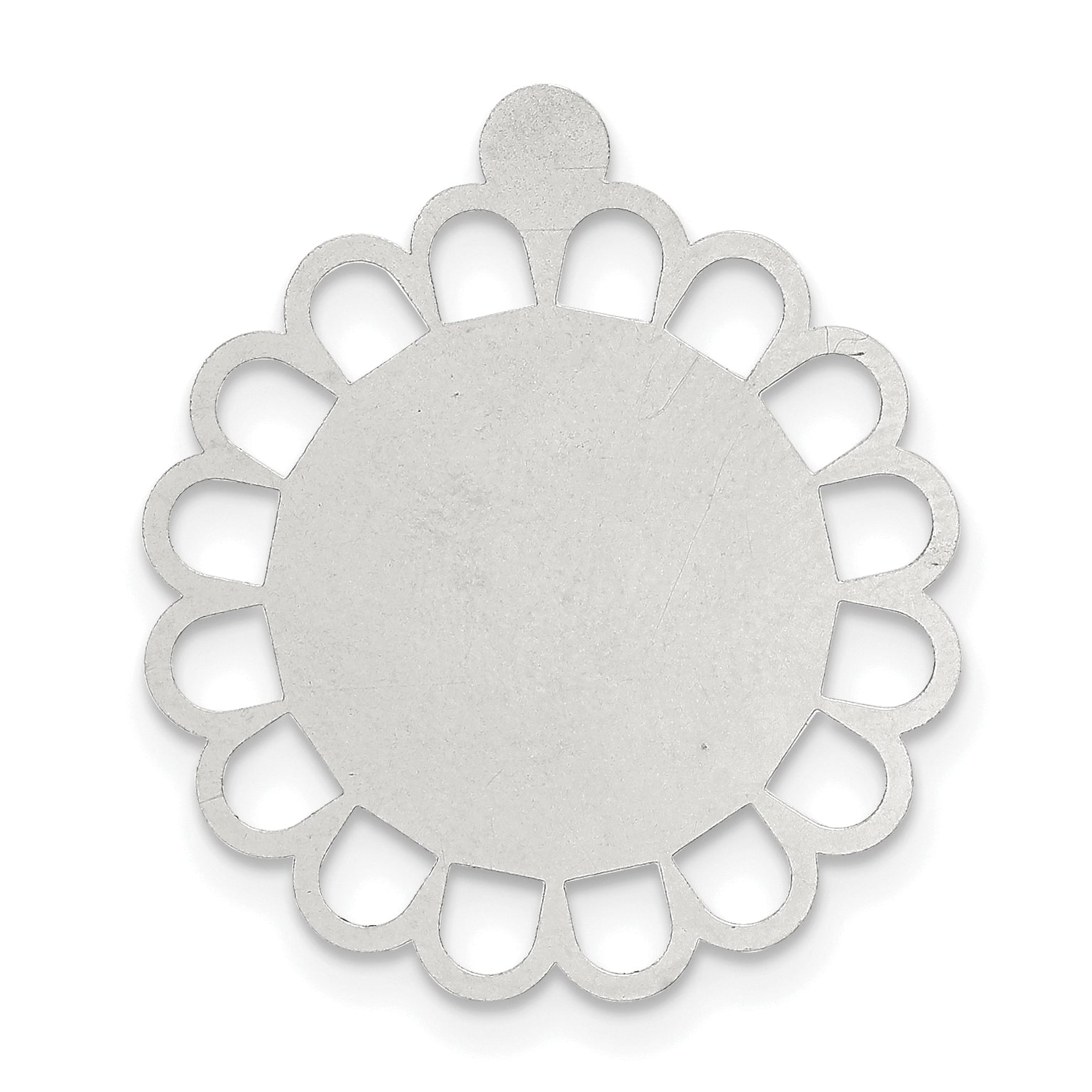 Sterling Silver Rhod-ptd Open Round Scalloped Shape w/Eyelet Stamping