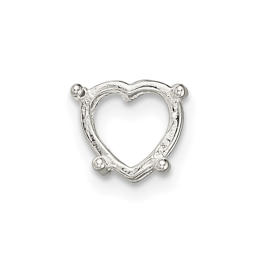 Sterling Silver Heart 4-Prong 8.0mm Earring Setting