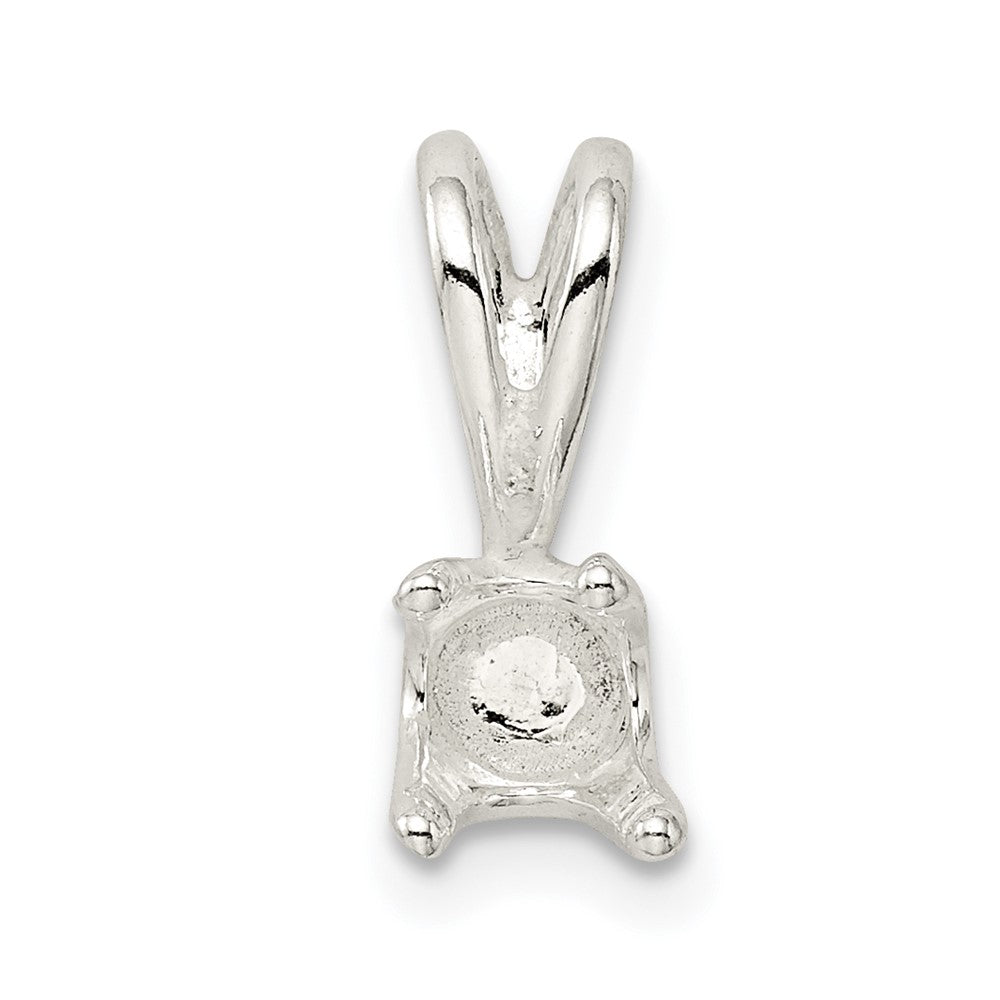 Sterling Silver Round 4-Prong 7.0mm Closed Back Fixed Bail Pendant Setting