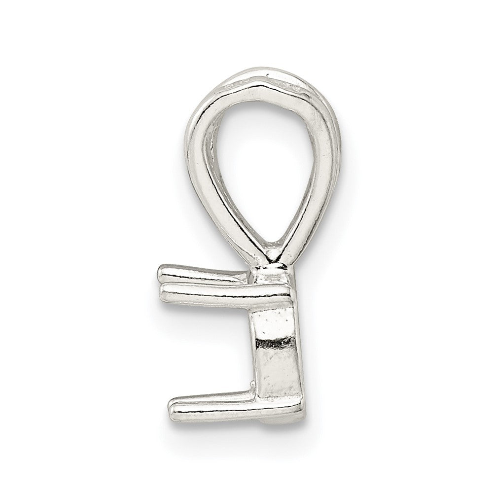 Sterling Silver Round 4-Prong 7.0mm Open Back Cabochon Fixed Bail Pendant S