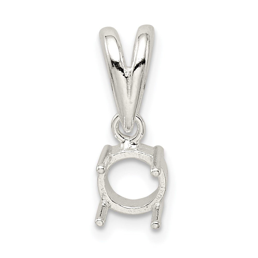 Sterling Silver Round 4-Prong 4.0mm Open Back Cabochon Loose Bail Pendant S