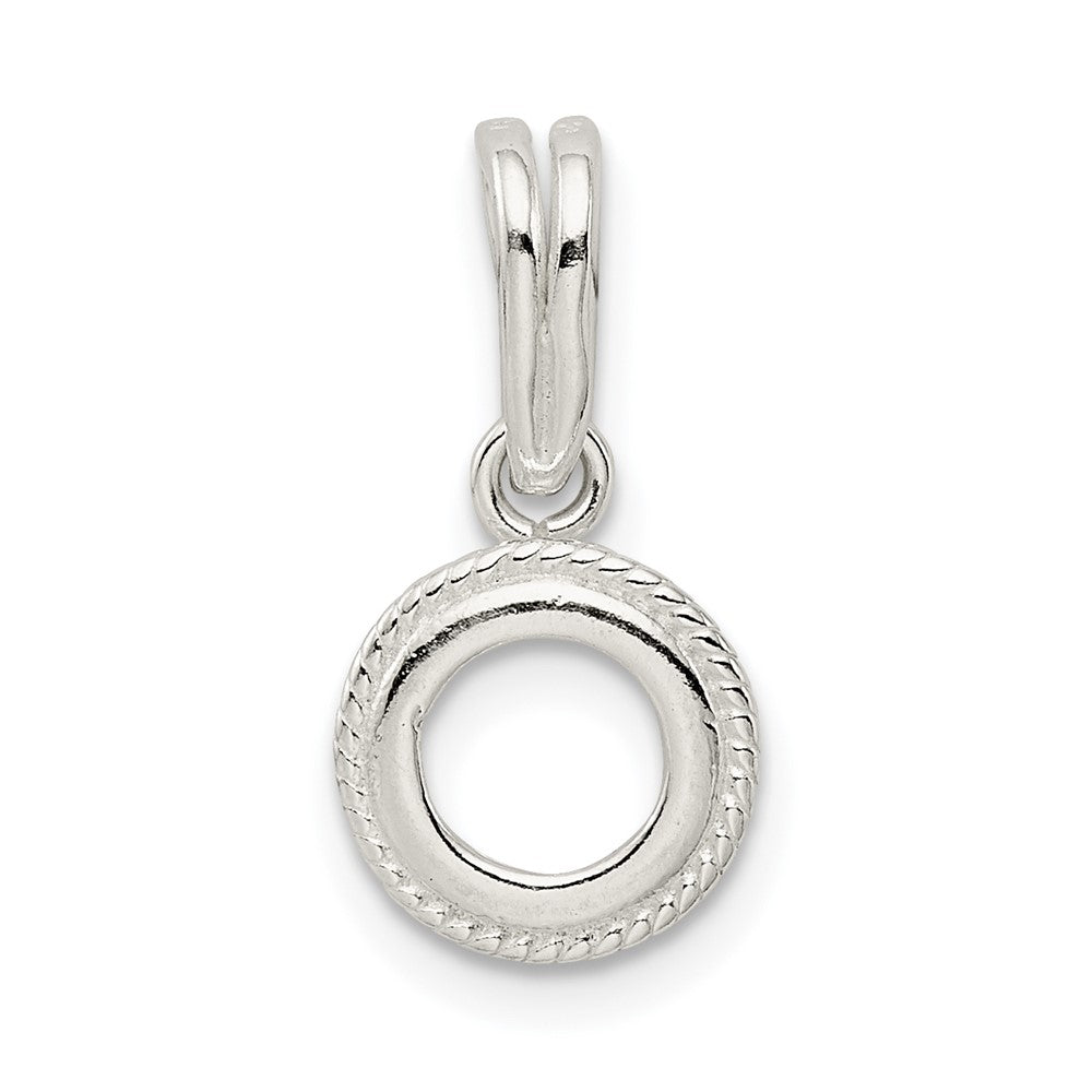Sterling Silver Round 8.0mm Rope Frame Back Set Loose Bail Pendant Setting