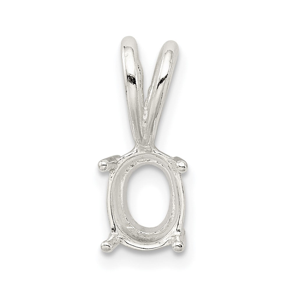 Sterling Silver Oval 4-Prong 8 x 6mm Fixed Bail Pendant Setting
