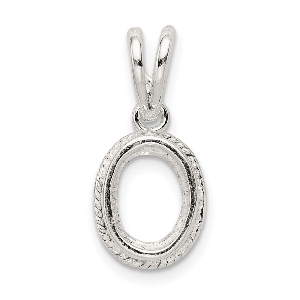 Sterling Silver Oval 6 x 4mm Rope Frame Back Set Loose Bail Pendant Setting