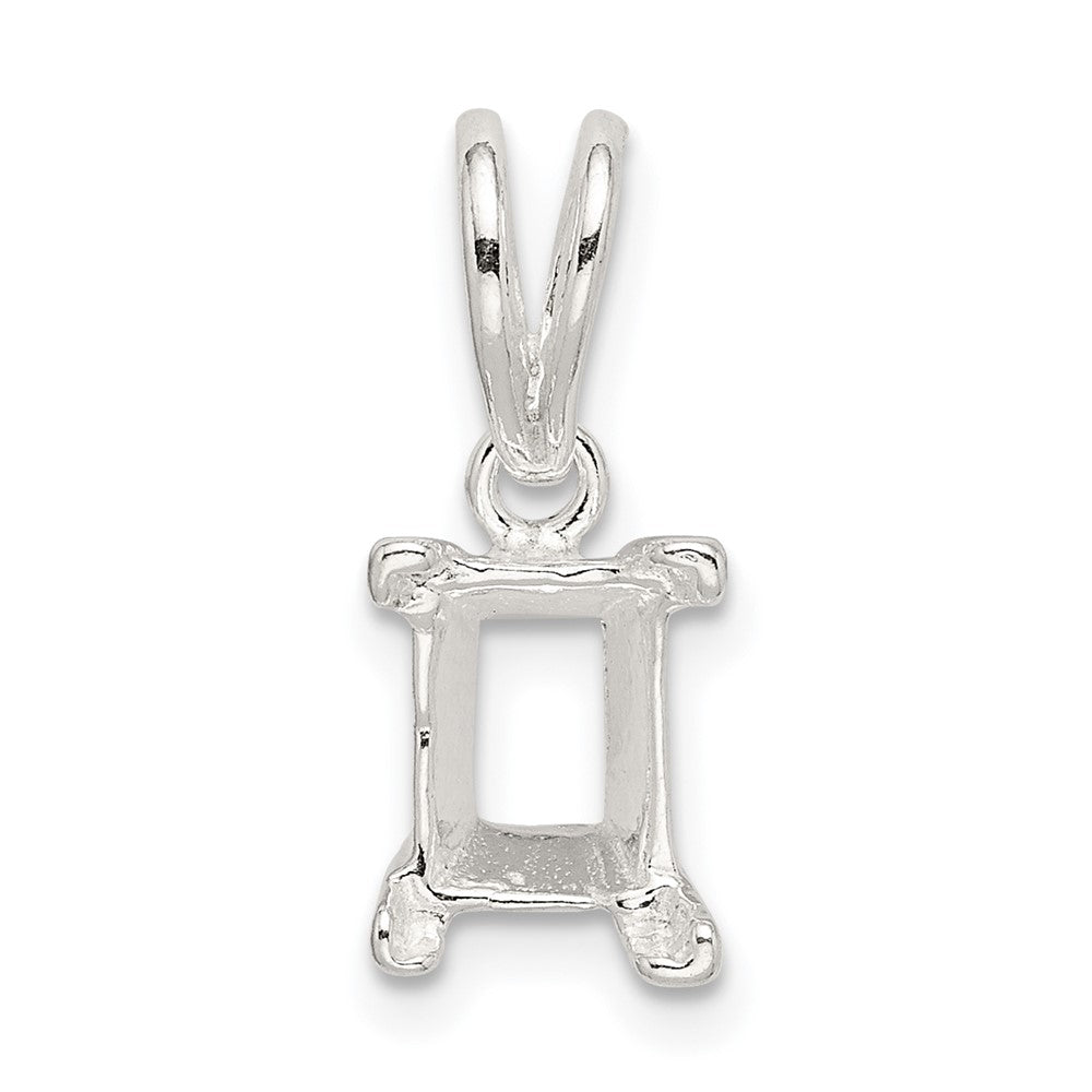 Sterling Silver Emerald 10 x 8mm V-End Loose Bail Pendant Setting