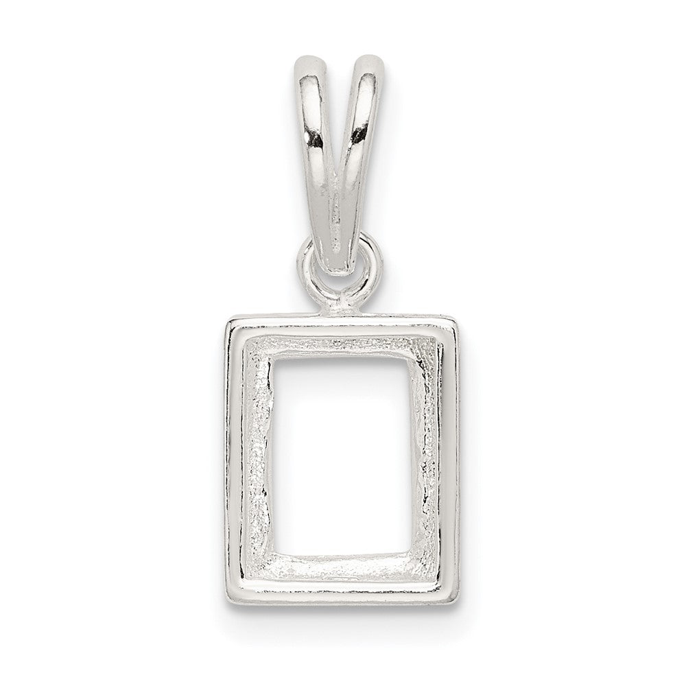 Sterling Silver Emerald 9 x 7mm Back Set Loose Bail Pendant Setting