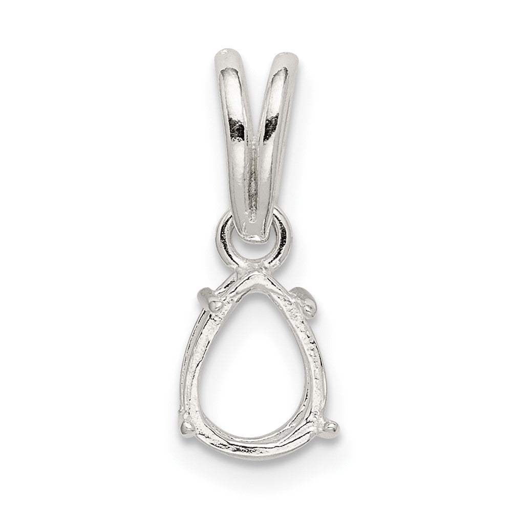 Sterling Silver Pear 4-Prong 8 x 6mm Loose Bail Pendant Setting