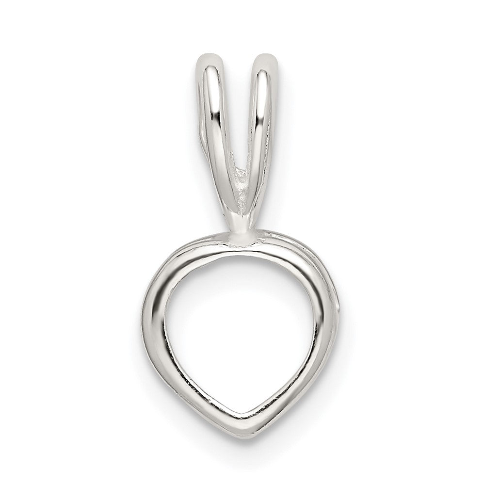 Sterling Silver Heart 10.0mm Back Fixed Bail Pendant Setting
