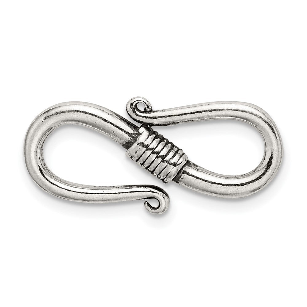 Sterling Silver 24.3 x 11.2mm Antiqued S Hook