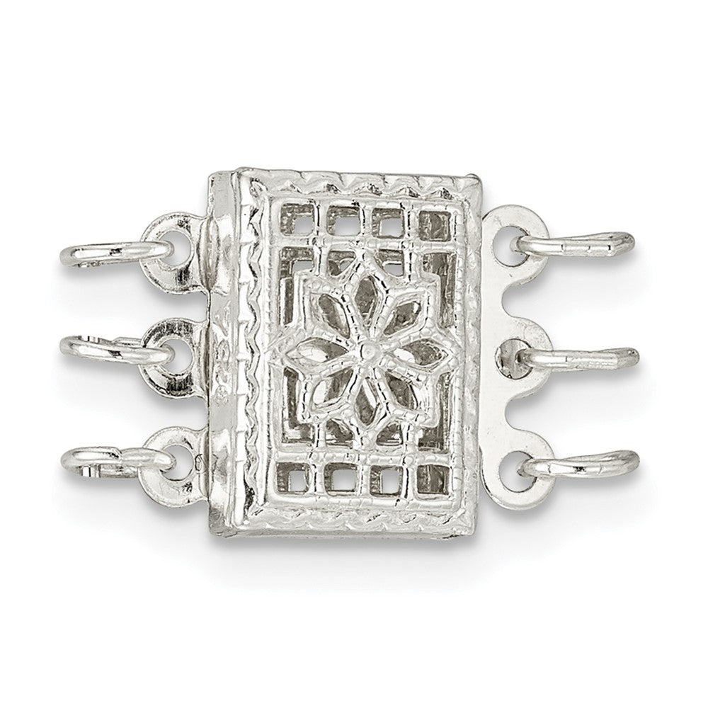 Sterling Silver 7.3 x 10mm 3-Strand Pearl Clasp