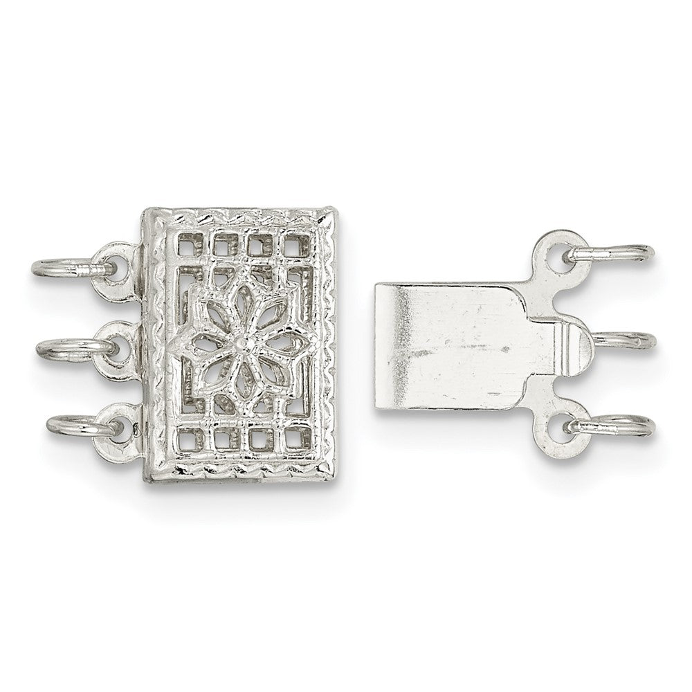 Sterling Silver 7.3 x 10mm 3-Strand Pearl Clasp
