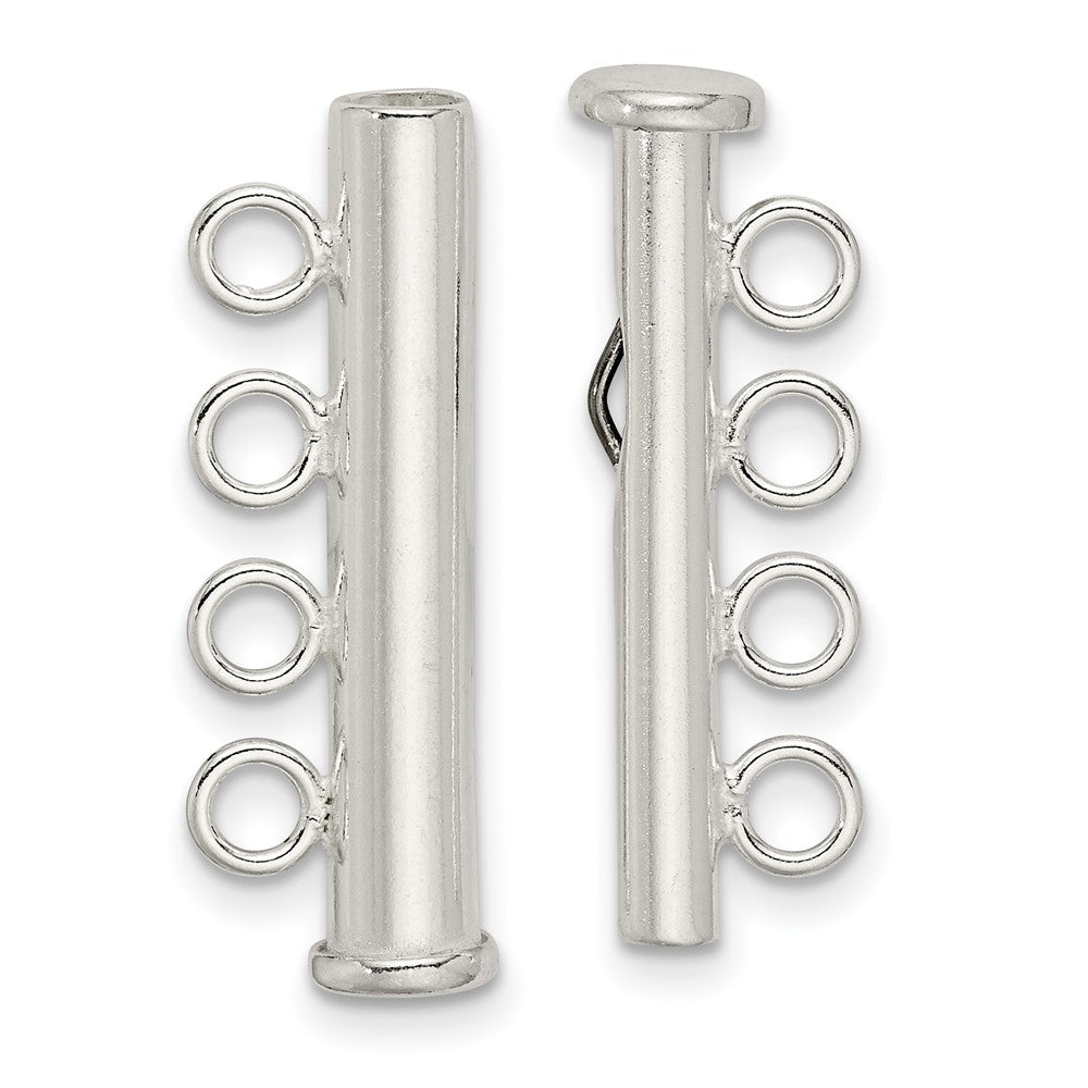 Sterling Silver 27.4 x 4.3mm 4-Strand Pearl Clasp